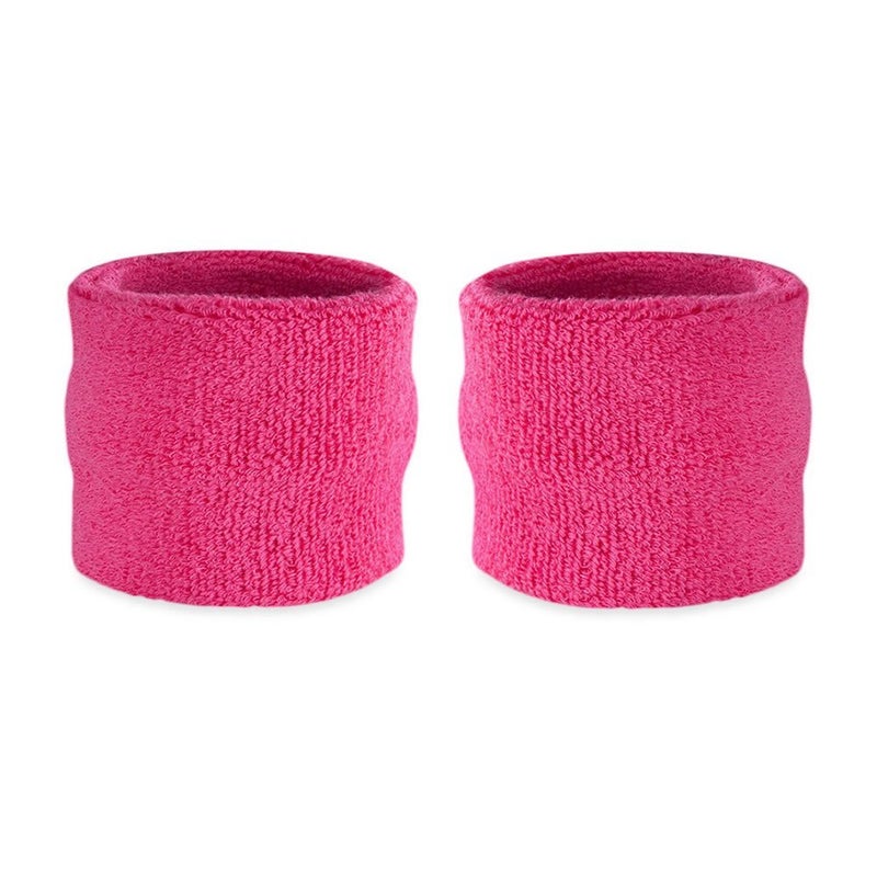 Suddora Wrist Sweatbands, Absorbent and Breathable Thick Cotton Bands for Working Out, Gymnastics, Basketball, Tennis, and Football, Multiuse Wristbands for Costumes and Cosplay, Neon Pink - Image 1